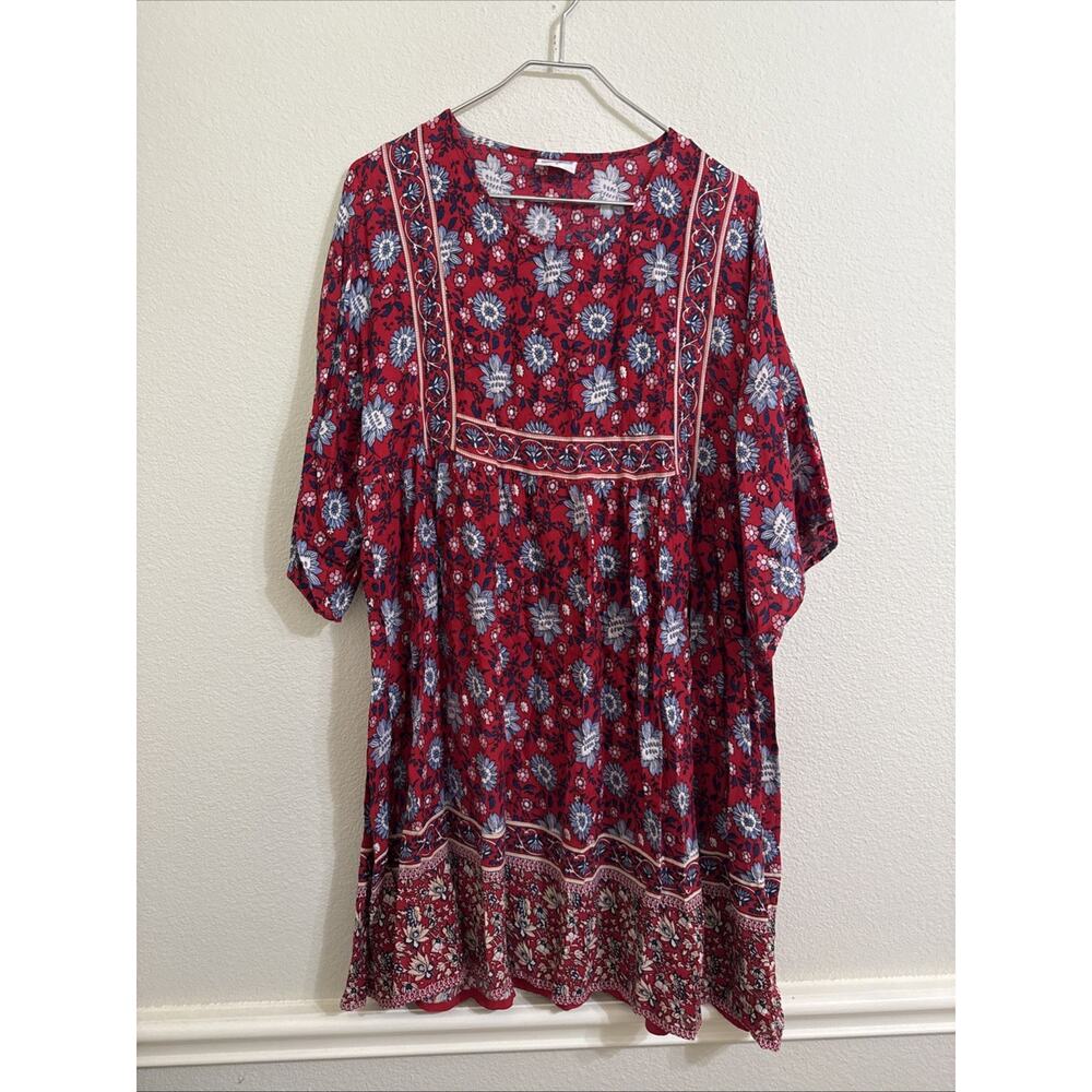 Shoreline, Red Floral Short Dress, Large